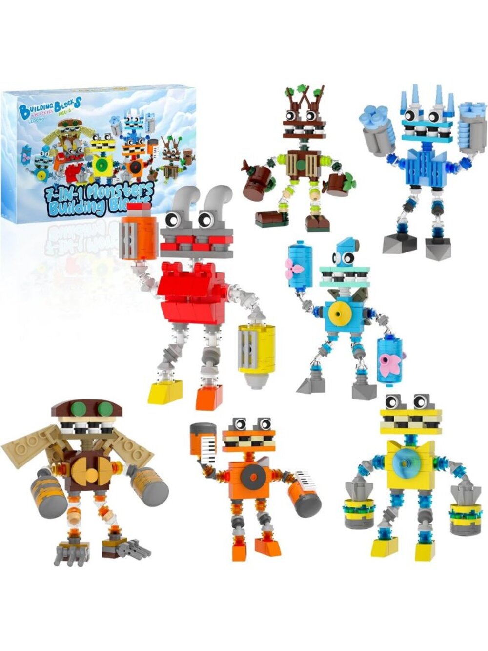 7-in-1 Music Game Building Blocks Set, 639 PCS Action Figures for Kids & Adults